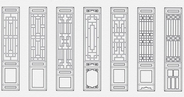 杨陵常用中式仿古花窗图案隔断设计图